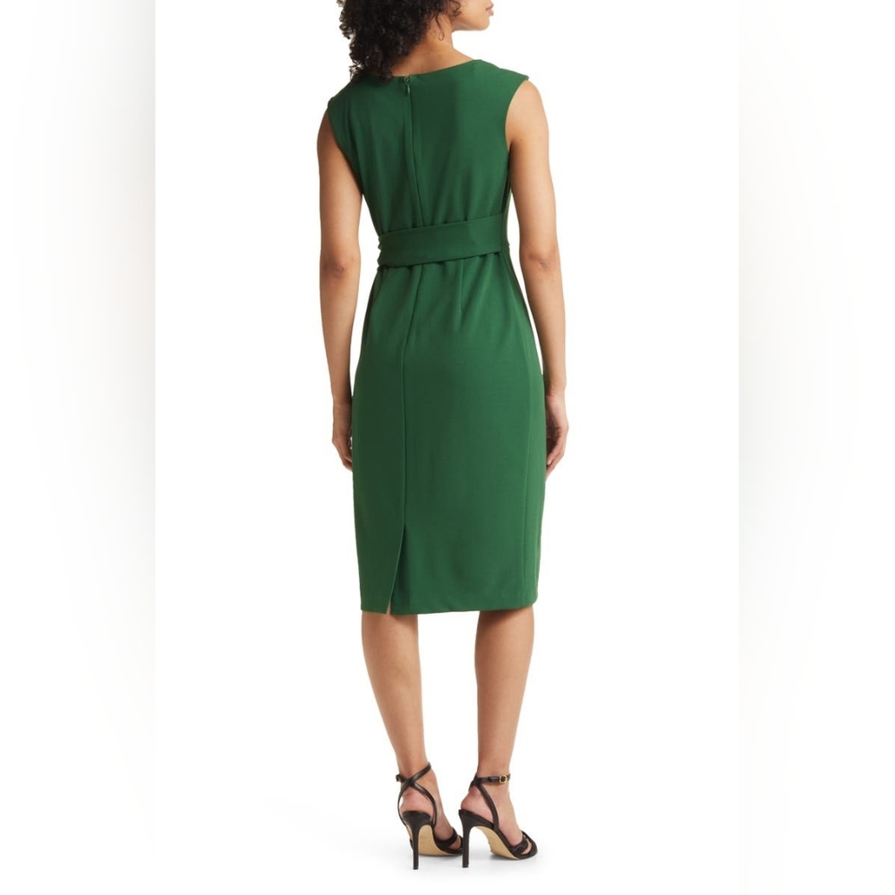 Tahari ASL  Rich Green Sheath With Decorative Front Sash - Picture 6 of 6